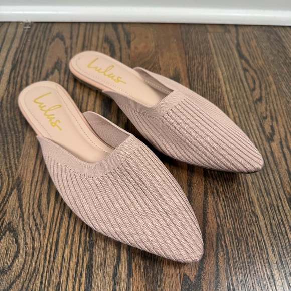 Lulus Blush Pink Jeaney Ribbed Knit Pointed-Toe Mule Slides size 8 - Picture 1 of 5
